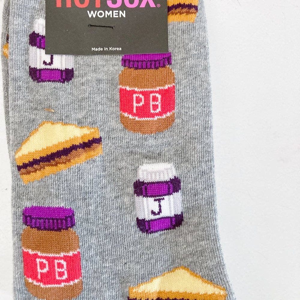 NEW Hot Sox Womens Lot Fun Food Theme 5 Pr Socks PBJ Sandwich Popcorn Egg Bacon - Picture 4 of 7